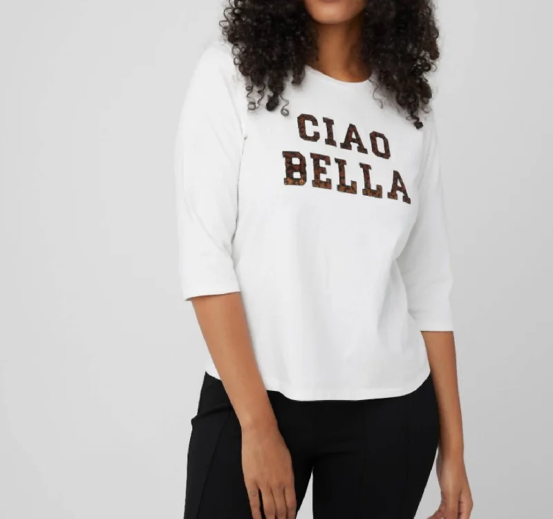 Ciao Bella Top In White/leopard Sequin